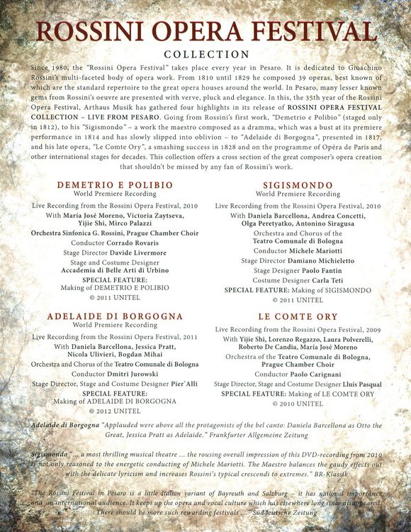 その他 Opera Festival Collection - Live from Pesaro [DVD] Opera Festival Collection - Live From Pesaro [DVD]