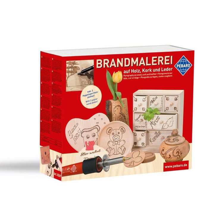 Produktbild: PEBARO 0269 - Brandmalerei auf Holz, Kork und Leder, Bastelset