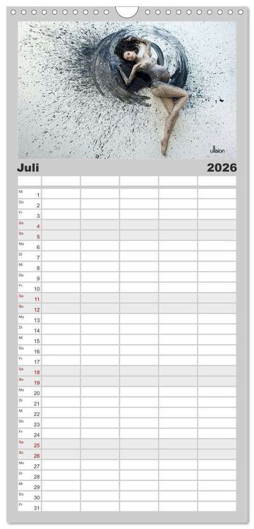 Produktbild: Familienplaner 2026 - FARBSPIELE - Akt im Feuerwerk der Farben mit 5 Spalten (Wandkalender, 21 x 45 cm) CALVENDO