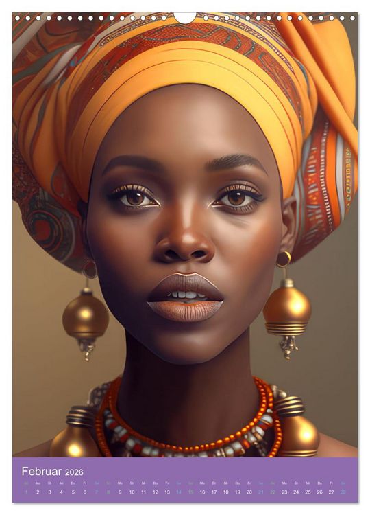 Produktbild: Afrikanische Frauen - Portraits im Stil der afrikanischen Kultur (Wandkalender 2026 DIN A3 hoch), CALVENDO Monatskalender