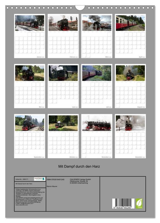 Produktbild: Mit Dampf durch den Harz (Wandkalender 2026 DIN A3 hoch), CALVENDO Monatskalender