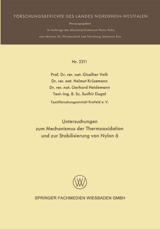Produktbild: Untersuchungen zum Mechanismus der Thermooxidation und zur Stabilisierung von Nylon 6