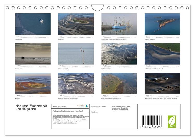 Produktbild: Naturpark Wattenmeer und Helgoland (Wandkalender 2026 DIN A4 quer), CALVENDO Monatskalender
