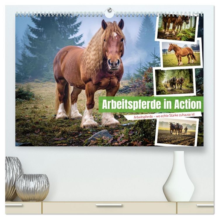 Produktbild: Arbeitspferde in Action (hochwertiger Premium Wandkalender 2027 DIN A2 quer), Kunstdruck in Hochglanz