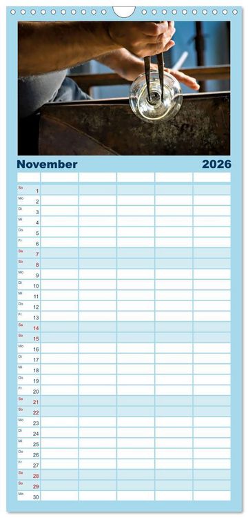 Produktbild: Familienplaner 2026 - Glasblasen filigranes Handwerk mit 5 Spalten (Wandkalender, 21 x 45 cm) CALVENDO
