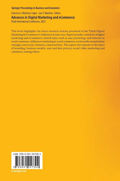 Produktbild: Advances in Digital Marketing and eCommerce