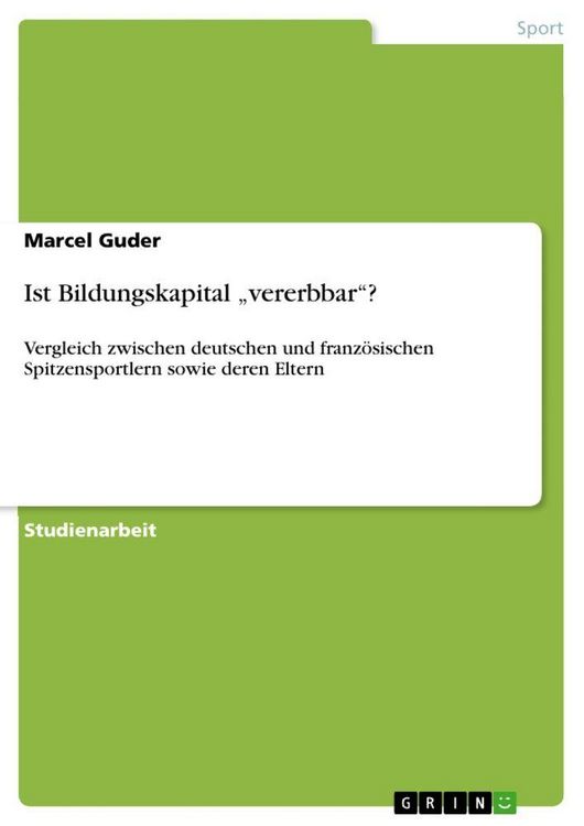 Produktbild: Ist Bildungskapital "vererbbar"?
