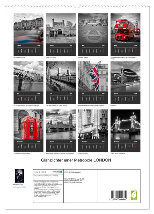 Produktbild: Glanzlichter einer Metropole LONDON (hochwertiger Premium Wandkalender 2026 DIN A2 hoch), Kunstdruck in Hochglanz