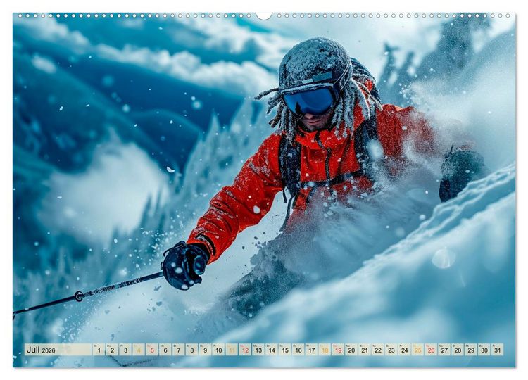 Produktbild: Skifahren - tolle Momente (Wandkalender 2026 DIN A2 quer), CALVENDO Monatskalender