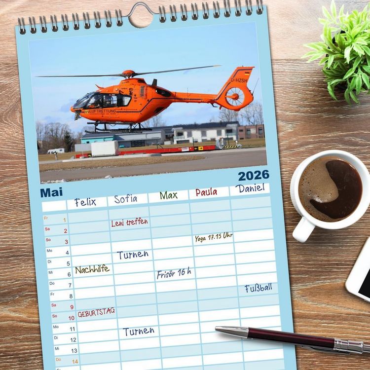 Produktbild: Familienplaner 2026 - Helikopter in der Luft 2.0 mit 5 Spalten (Wandkalender, 21 x 45 cm) CALVENDO