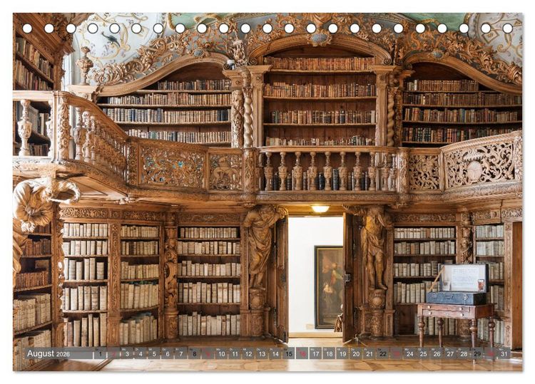 Produktbild: Kloster Waldsassen Stiftsbibliothek (Tischkalender 2026 DIN A5 quer), CALVENDO Monatskalender