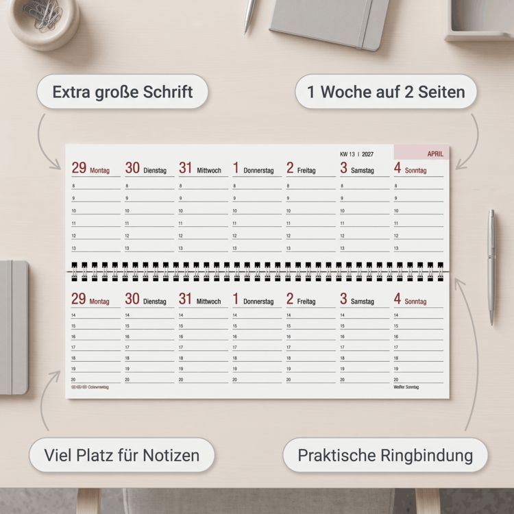 Produktbild: Tischquerkalender GROSSDRUCK 2027