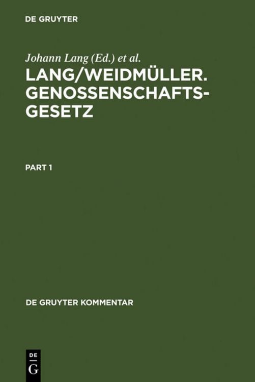 Produktbild: Lang/Weidm&uuml;ller. Genossenschaftsgesetz