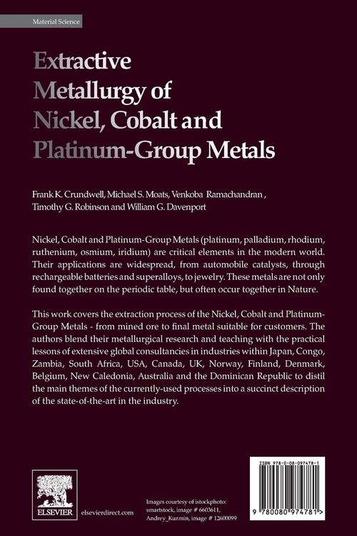 Produktbild: Extractive Metallurgy of Nickel, Cobalt and Platinum Group Metals