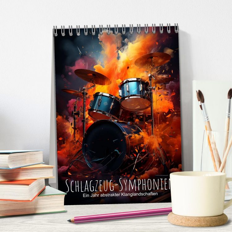 Produktbild: Schlagzeug-Symphonien: Ein Jahr abstrakter Klanglandschaften (Tischkalender 2026 DIN A5 hoch), CALVENDO Monatskalender