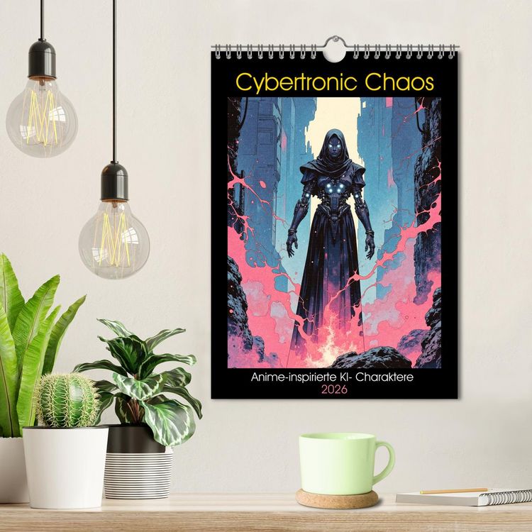Produktbild: Cybertronic Chaos: Anime-inspirierte KI- Charaktere (Wandkalender 2026 DIN A4 hoch), CALVENDO Monatskalender