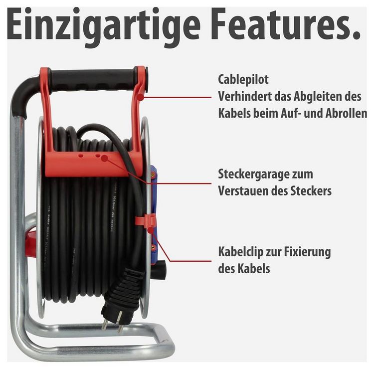 Produktbild: Brennenstuhl 1198520 Kabeltrommel 25m Schwarz Schutzkontakt-Stecker