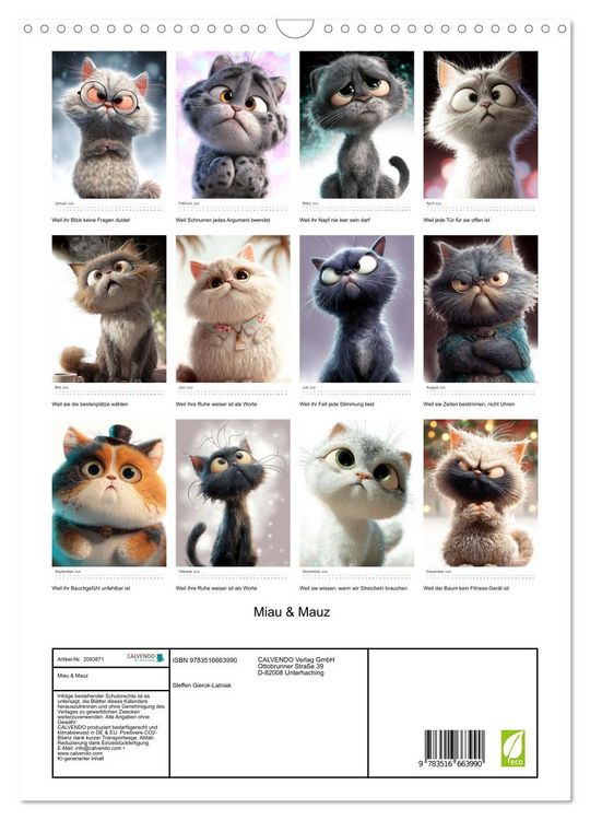 Produktbild: Miau & Mauz (Wandkalender 2026 DIN A3 hoch), CALVENDO Monatskalender