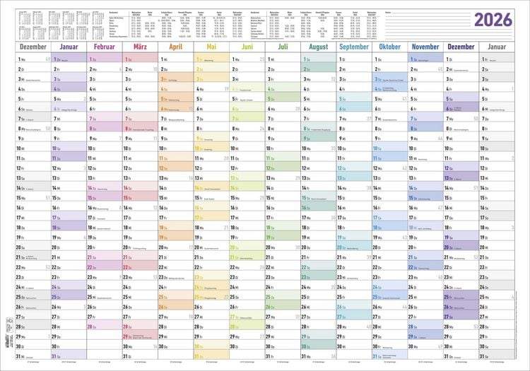 Produktbild: Jahresplaner XL 14 Monate 2026 - Plakat-Kalender 100x70 cm - Jahresübersicht - Ferienübersicht - Arbeitstagezählung - Alpha Edition