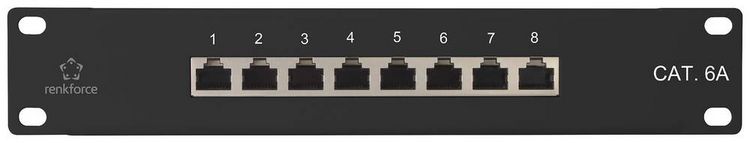 Produktbild: Renkforce RF-4870828 8 Port Netzwerk-Patchpanel 254mm (10\") CAT 6a 1 HE Best&uuml;ckt