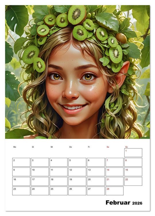 Produktbild: Fruchtiger Elfenzauber (Wandkalender 2026 DIN A2 hoch), CALVENDO Monatskalender