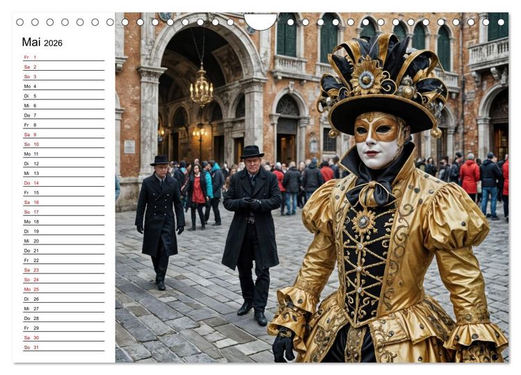 Produktbild: M&auml;rchenhafte Maskerade KI - Karnevalserlebnis in Venedig (Wandkalender 2026 DIN A4 quer), CALVENDO Monatskalender