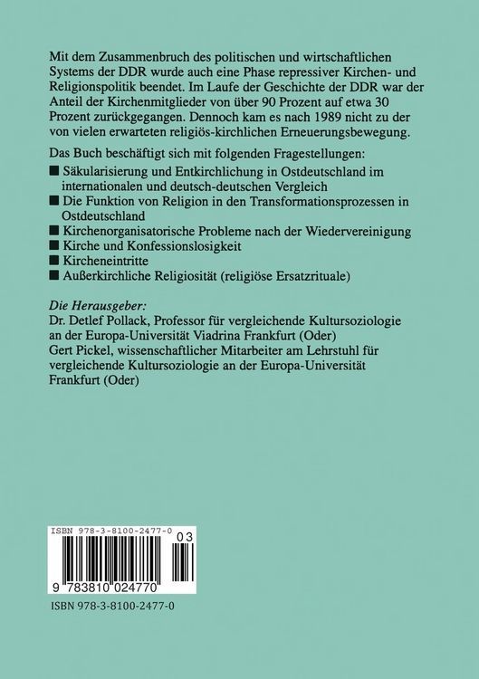 Produktbild: Religiöser und kirchlicher Wandel in Ostdeutschland 1989-1999