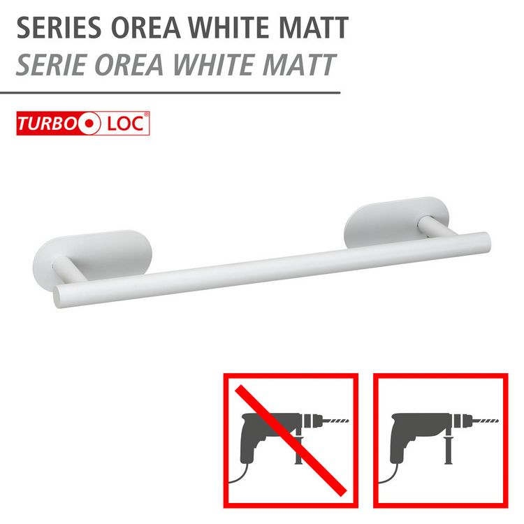 Produktbild: Turbo-Loc&reg; Badetuchstange Uno Mod. Orea White matt, 40 cm, aus rostfreiem Edelstahl