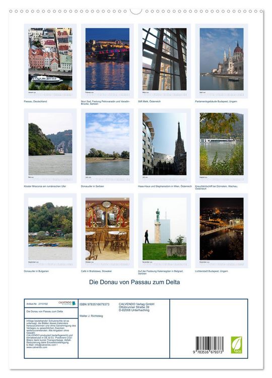 Produktbild: Die Donau von Passau zum Delta (hochwertiger Premium Wandkalender 2026 DIN A2 hoch), Kunstdruck in Hochglanz