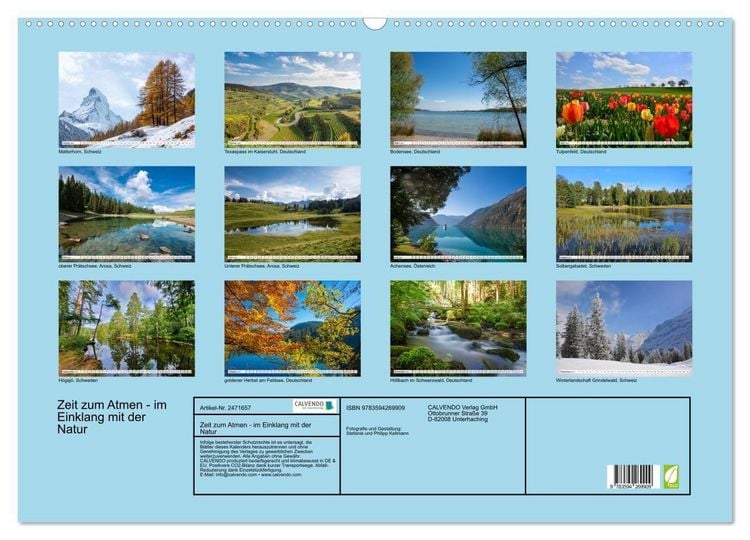Produktbild: Zeit zum Atmen - im Einklang mit der Natur (Wandkalender 2027 DIN A2 quer), CALVENDO Monatskalender
