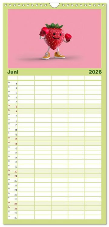 Produktbild: Familienplaner 2026 - Vegane Power - Kalender f&uuml;r Veganer, Vegetarier und alle Pflanzenfans mit 5 Spalten (Wandkalender, 21 x 45 cm) CALVENDO