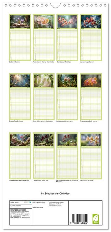 Produktbild: Familienplaner 2026 - Im Schatten der Orchidee mit 5 Spalten (Wandkalender, 21 x 45 cm) CALVENDO