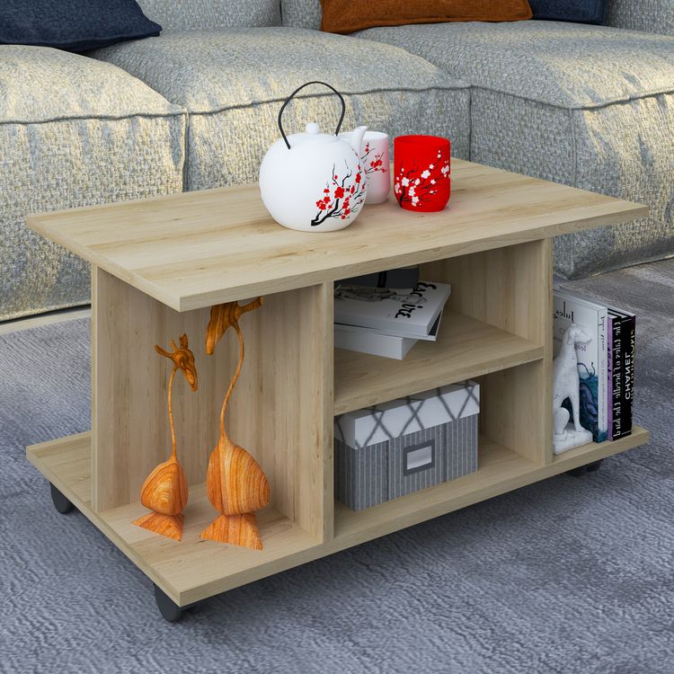 Produktbild: Holz Sofatisch Couchtisch Rollen Findula