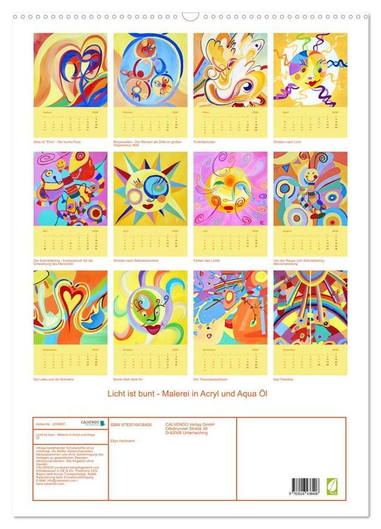 Produktbild: Licht ist bunt - Malerei in Acryl und Aqua &Ouml;l (Wandkalender 2026 DIN A2 hoch), CALVENDO Monatskalender