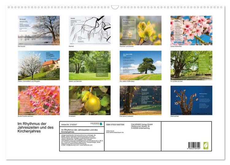 Produktbild: Im Rhythmus der Jahreszeiten und des Kirchenjahres (Wandkalender 2026 DIN A2 quer), CALVENDO Monatskalender