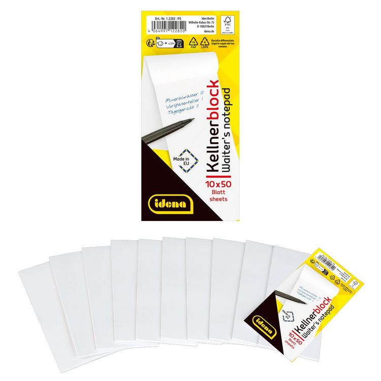 Produktbild: Idena Kellnerblock wei&szlig;es Papier 10x50 Blatt