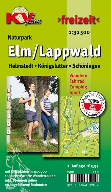 Produktbild: Elm/Lappwald (K&ouml;nigslutter, Helmstedt, Sch&ouml;ningen), KVplan, Wanderkarte/Radkarte/Freizeitkarte, 1:32.500 / 1:12.500