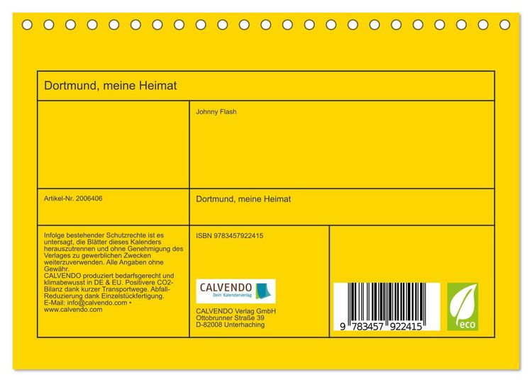 Produktbild: Dortmund, meine Heimat (Tischkalender 2026 DIN A5 quer), CALVENDO Monatskalender