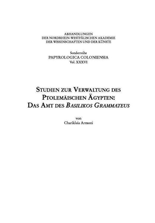 Produktbild: Studien zur Verwaltung des ptolem&auml;ischen &Auml;gypten: das Amt des Basilikos Grammateus