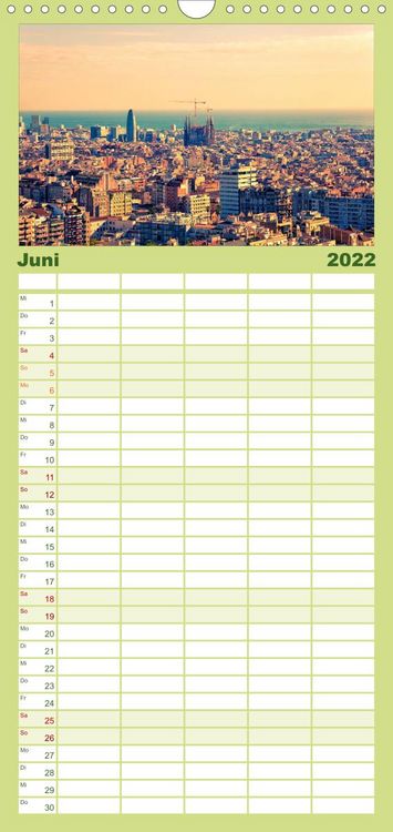 Produktbild: Familienplaner Barcelona - Stadtansichten (Wandkalender 2022 , 21 cm x 45 cm, hoch)