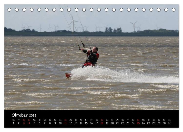 Produktbild: Kitesurfen &ndash; Faszination auf dem Wasser (Tischkalender 2026 DIN A5 quer), CALVENDO Monatskalender