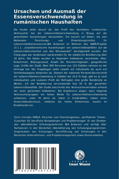 Produktbild: Ursachen und Ausma&szlig; der Essensverschwendung in rum&auml;nischen Haushalten
