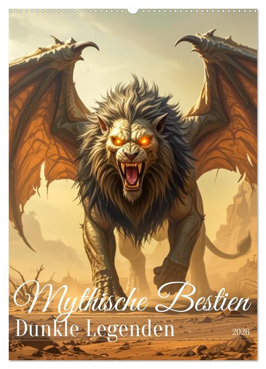 Produktbild: Mythische Bestien &ndash; Dunkle Legenden (Wandkalender 2026 DIN A2 hoch), CALVENDO Monatskalender