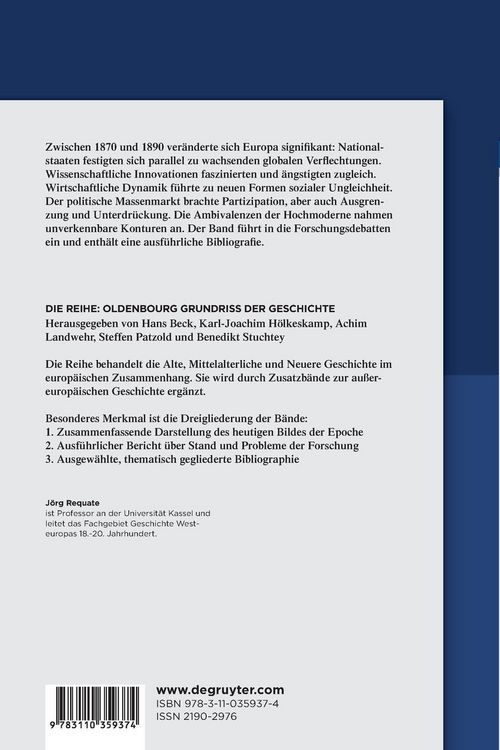 Produktbild: Europa an der Schwelle zur Hochmoderne (1870-1890)