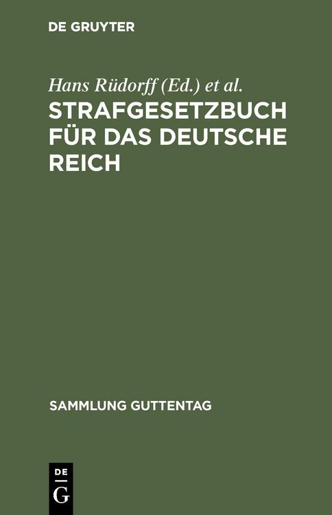 Produktbild: Strafgesetzbuch f&uuml;r das Deutsche Reich