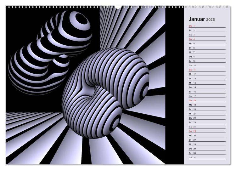Produktbild: 3 Dimensionen - 2 Farben (Wandkalender 2026 DIN A2 quer), CALVENDO Monatskalender