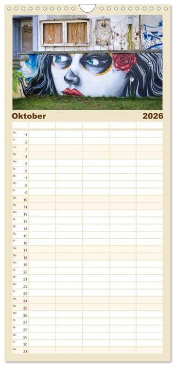 Produktbild: Familienplaner 2026 - Graffiti: Die Kunst der Stra&szlig;e mit 5 Spalten (Wandkalender, 21 x 45 cm) CALVENDO