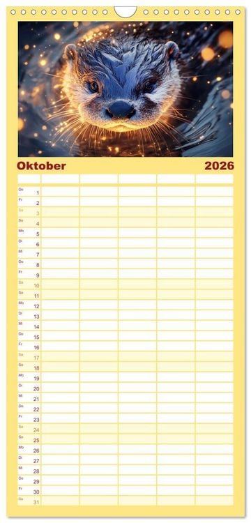 Produktbild: Familienplaner 2026 - Tierische Balance mit 5 Spalten (Wandkalender, 21 x 45 cm) CALVENDO