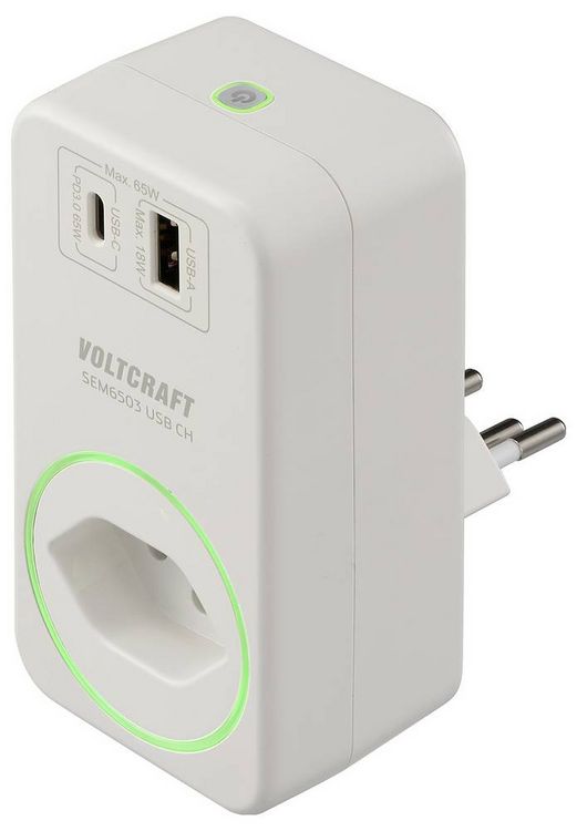 Produktbild: VOLTCRAFT SEM6503 CH Energiekosten-Messger&auml;t USB-Schnittstelle, inkl. Funksteckdose, Datenexport, Datenloggerfunktion