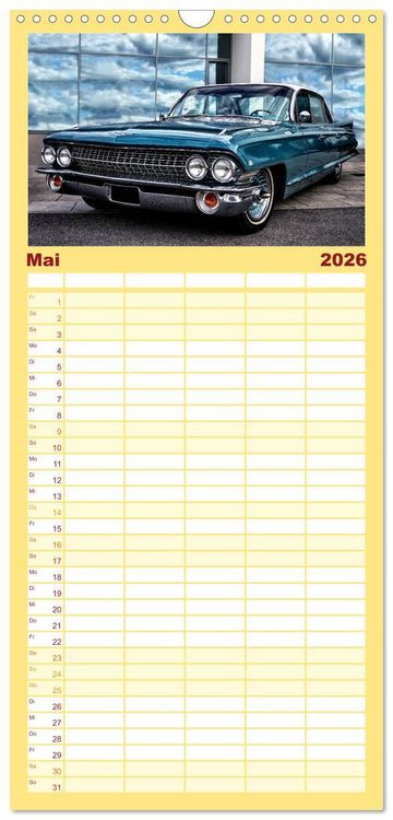 Produktbild: Familienplaner 2026 - American Automobile mit 5 Spalten (Wandkalender, 21 x 45 cm) CALVENDO